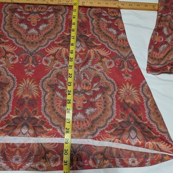 Soft Surroundings XL Paisley Print Long Sleeve Top Rust/Orange Polyester/Spandex - Picture 9 of 15